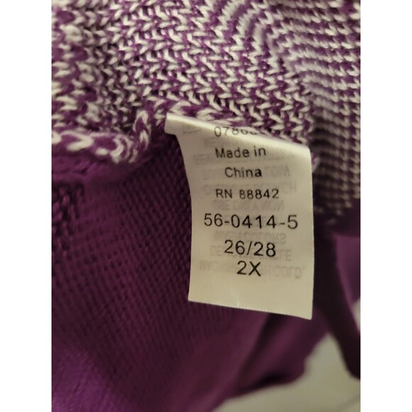 Woman Within Sweater Women Plus 26/28 Purple White Check Print - Picture 4 of 7